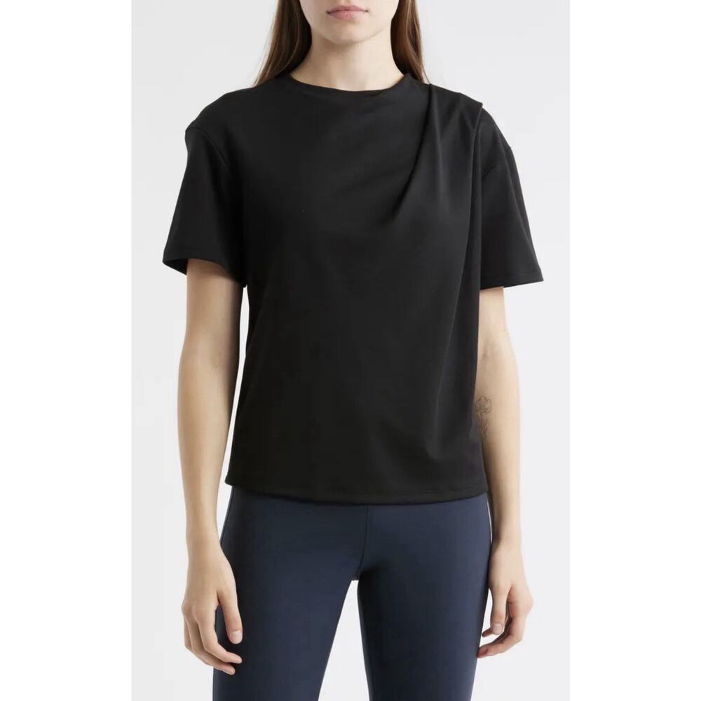 Theory Draped Supima Women's Black Tshirt Size P NWT! Retails $125! Preppy!